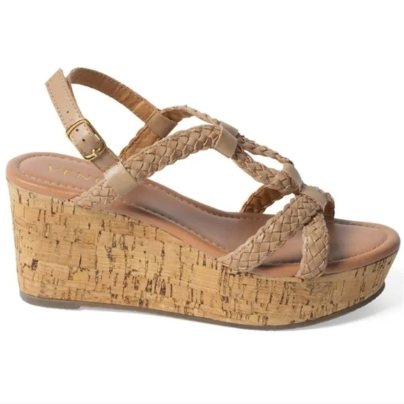 NEW Braided Strappy Cork Wedge Sandles - Picture 4 of 6